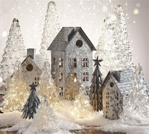 Metal Christmas Village Houses 